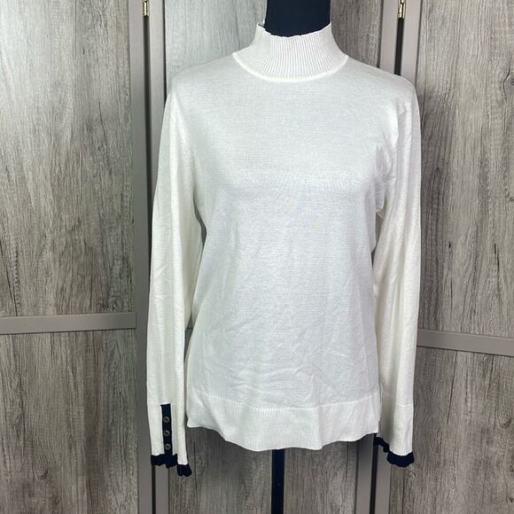 New! The Look semi sheer elegant mock turtleneck sweater women's L - Picture 1 of 11